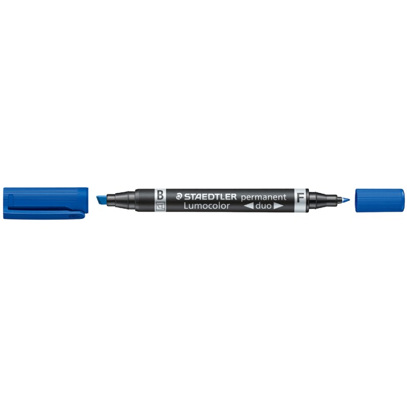 STAEDTLER Lumocolor permanente marker duo, navulbaar, blauw, 0,6 mm en 1,5 mm